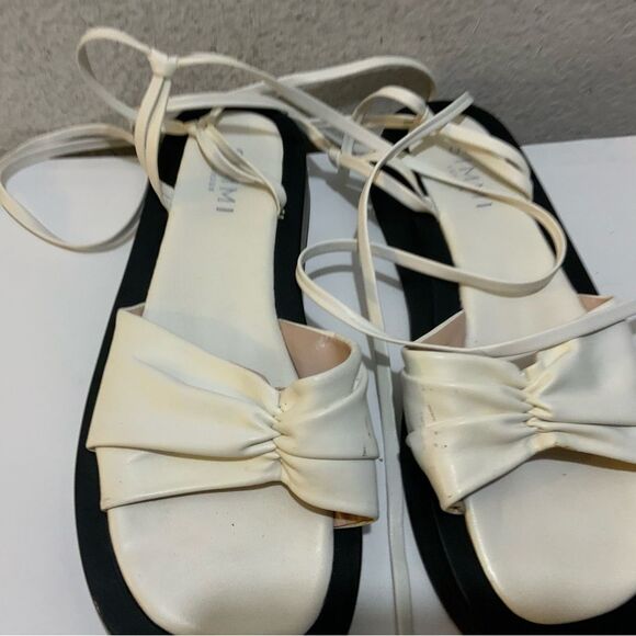 Simmi London Naeva tie ankle flatform sandals in white size 9 - Picture 5 of 10